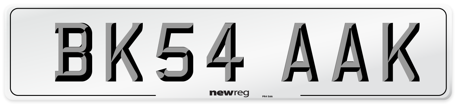 BK54 AAK Number Plate from New Reg